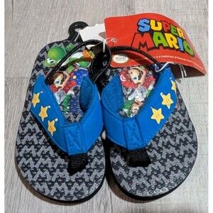 Super Mario Brothers Game Nintendo Sandals Light Up Yoshi Kids Slides Sz 5/6 NWT